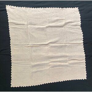 Vintage Peach Linen Scalloped Edge Napkin 35" x 36"